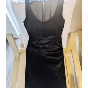 Designer label bodice blouson black cocktail dress